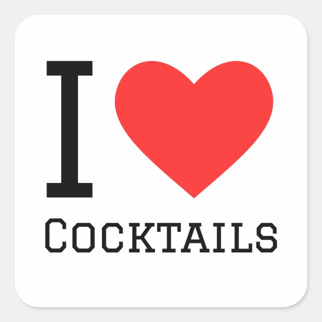 Sticker Carré J'adore les cocktails (Devant)
