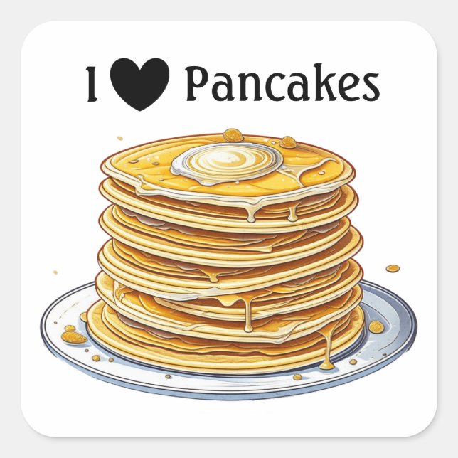 Sticker Carré J'adore les crêpes | Yummy Foodie (Devant)