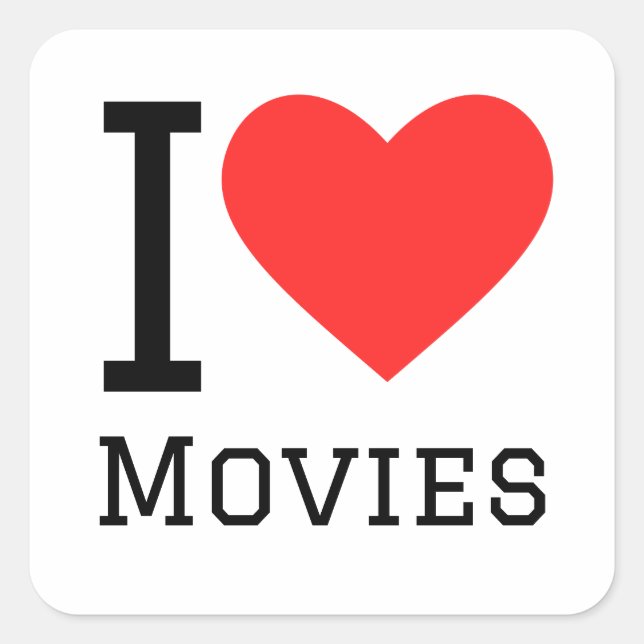 Sticker Carré J'adore les films (Devant)