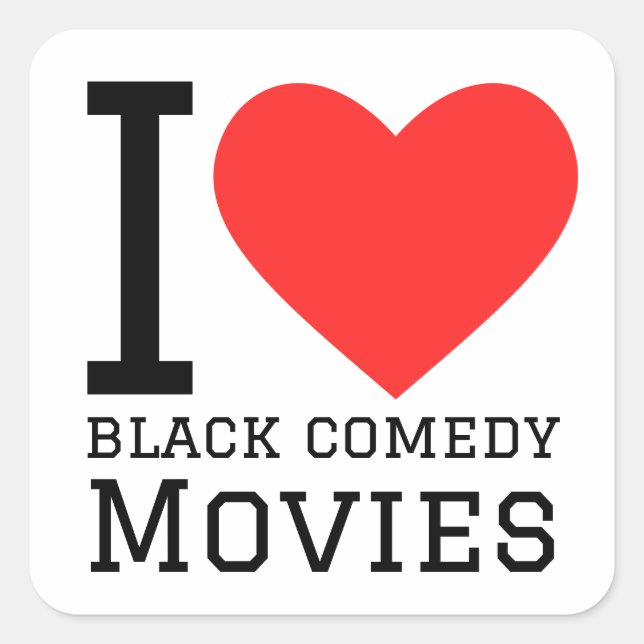 Sticker Carré J'adore les films comiques noirs (Devant)