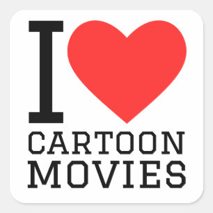 Sticker Carré J'adore les films de dessin animé