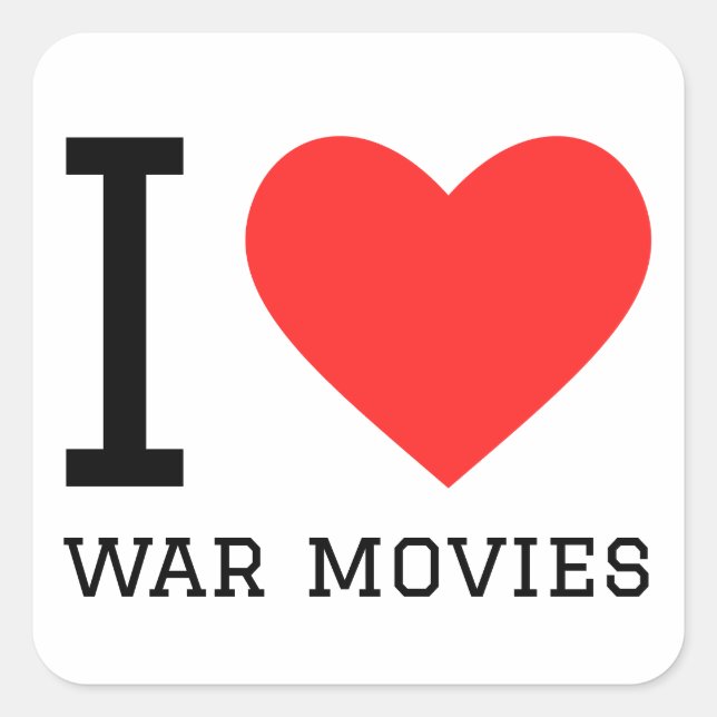 Sticker Carré J'adore les films de guerre (Devant)