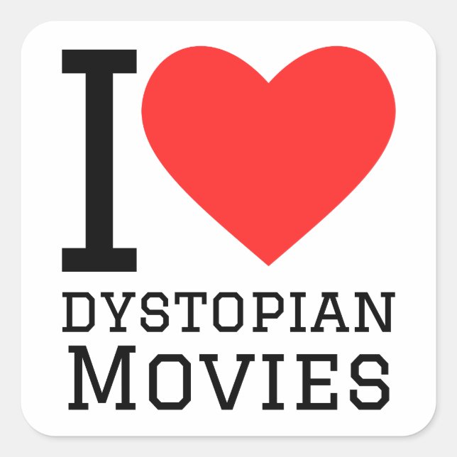 Sticker Carré J'adore les films dystopiques (Devant)