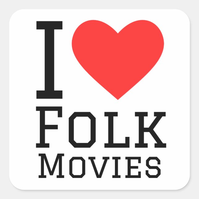 Sticker Carré J'adore les films populaires (Devant)