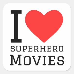 Sticker Carré J'adore les films super-héros