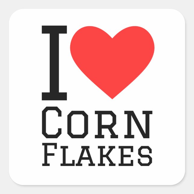 Sticker Carré J'adore les flocons de maïs (Devant)