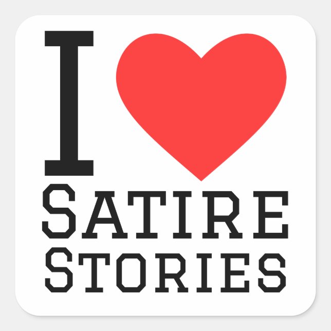 Sticker Carré J'adore les histoires de satire (Devant)