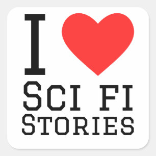 Sticker Carré J'adore les histoires de science fi