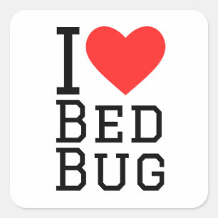 Sticker Carré J'adore les insectes sur le lit