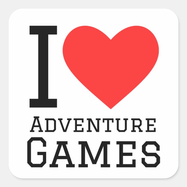 Sticker Carré J'adore les jeux d'aventure (Devant)