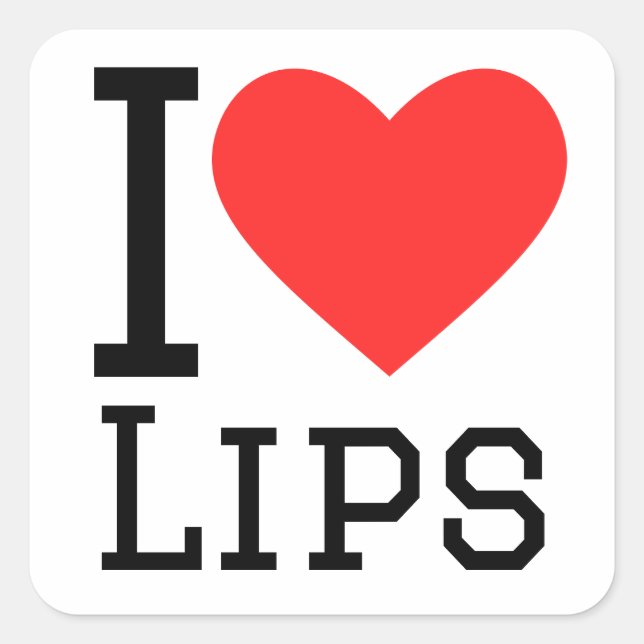 Sticker Carré J'adore les lèvres (Devant)