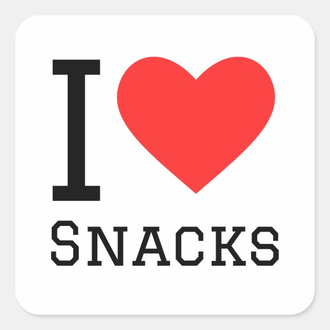 Sticker Carré J'adore les snacks (Devant)