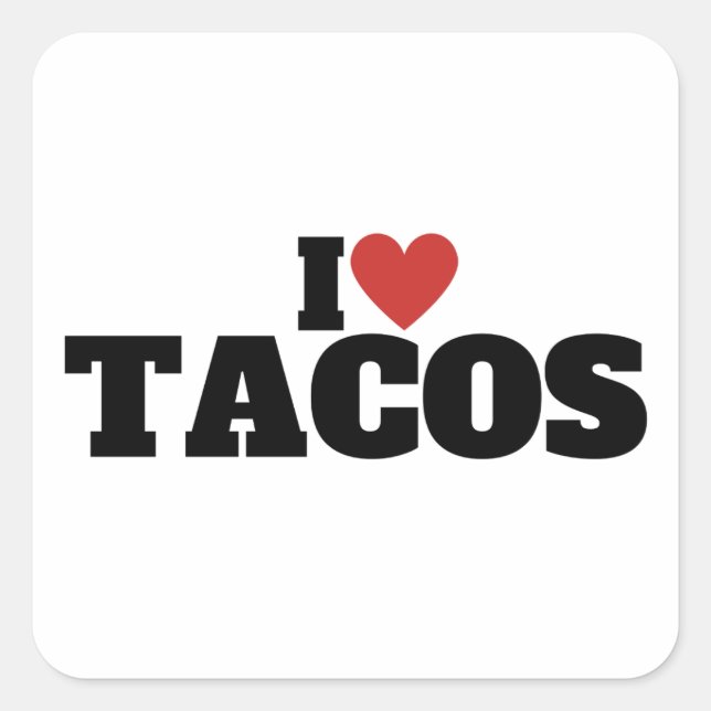 Sticker Carré J'adore les Tacos (Devant)