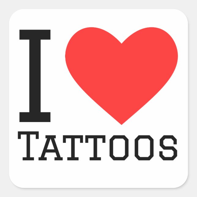 Sticker Carré J'adore les tatouages (Devant)