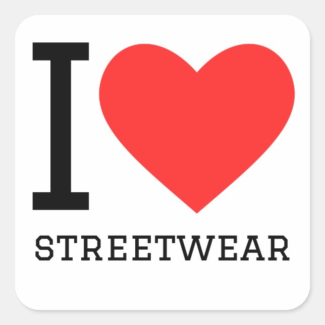 Sticker Carré J'adore les vêtements de rue (Devant)