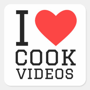 Sticker Carré J'adore les vidéos de cuisine