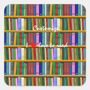 Sticker Carré J'adore lire Livres Thunder_Cove