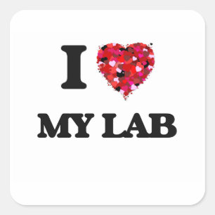 Sticker Carré J'adore mon laboratoire