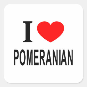 Sticker Carré J'adore POMERANIEN J'AIME POMERANIEN JE ❤️ POMERAN