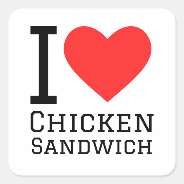 Sticker Carré J'adore sandwich au poulet (Devant)