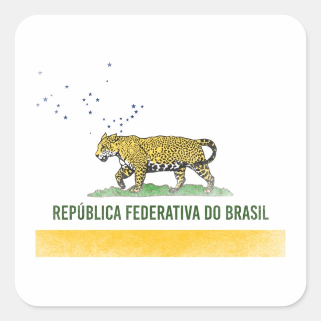 Sticker Carré Jaguar brésilien - Brésil Californie Drapeau combi (Devant)