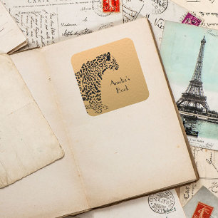 Sticker Carré Jaguar personnalisé Ce livre appartient à