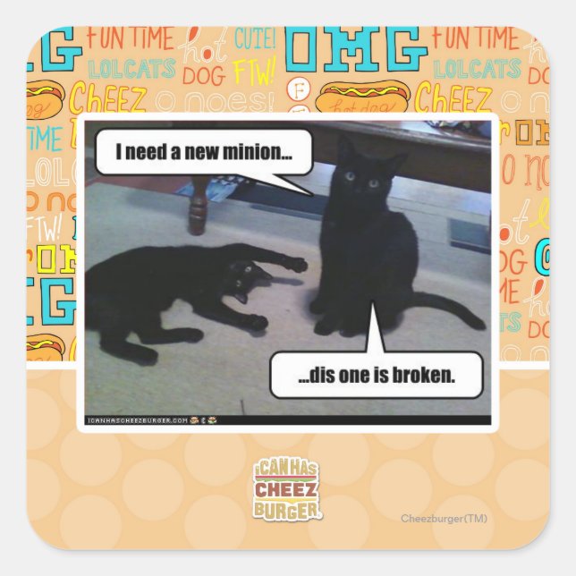 Sticker Carré J'ai besoin d'un nouveau minion (Devant)