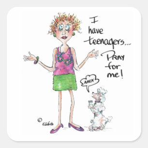 Sticker Carré J'ai des adolescents, priez pour que je puisse ref
