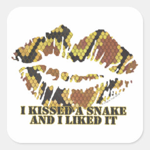 Sticker Carré J'ai embrassé un serpent Brown et une imprimante