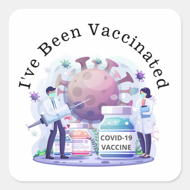 Sticker Carré J'ai été vacciné contre le virus Covid-19 (Devant)