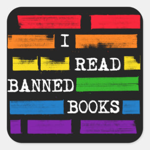 Sticker Carré J'Ai Lu Les Livres Interdits Rainbow Redacted