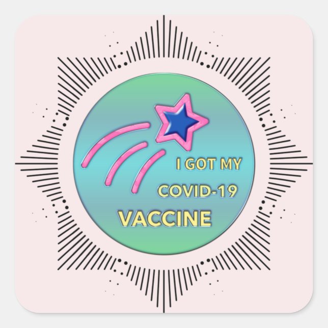 Sticker Carré J'Ai Obtenu Mon Vaccination Contre Le Vaccin CoVID (Devant)