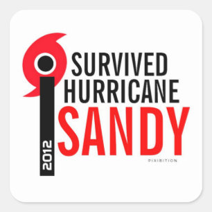Sticker Carré J'ai survécu à l'autocollant 4 de Sandy d'ouragan