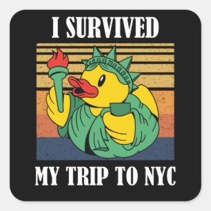 Sticker Carré J'ai survécu à mon voyage à New York Vacances