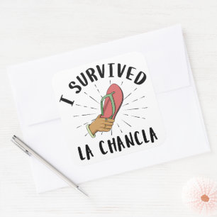 Sticker Carré J'ai survécu La Chancla - Mère mexicaine drôle de 
