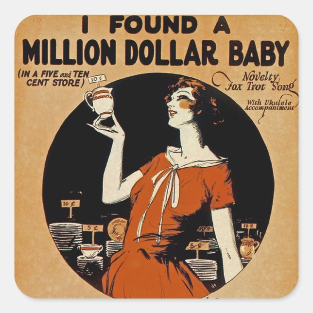 Sticker Carré J'Ai Trouvé Un Million De Dollars De Bébé (Devant)