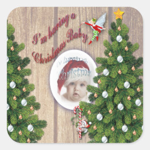 Sticker Carré J'ai un bébé de Noël