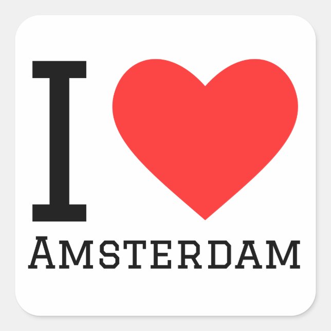 Sticker Carré J'aime Amsterdam (Devant)