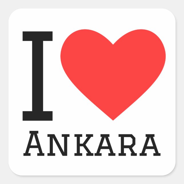Sticker Carré J'aime Ankara (Devant)