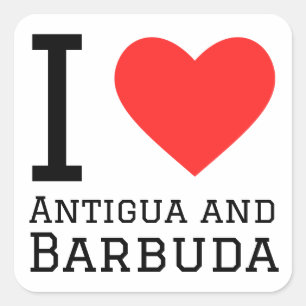 Sticker Carré J'aime Antigua et Barbuda