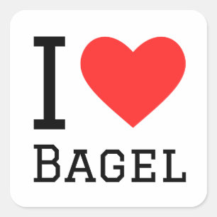 Sticker Carré J'aime bagel