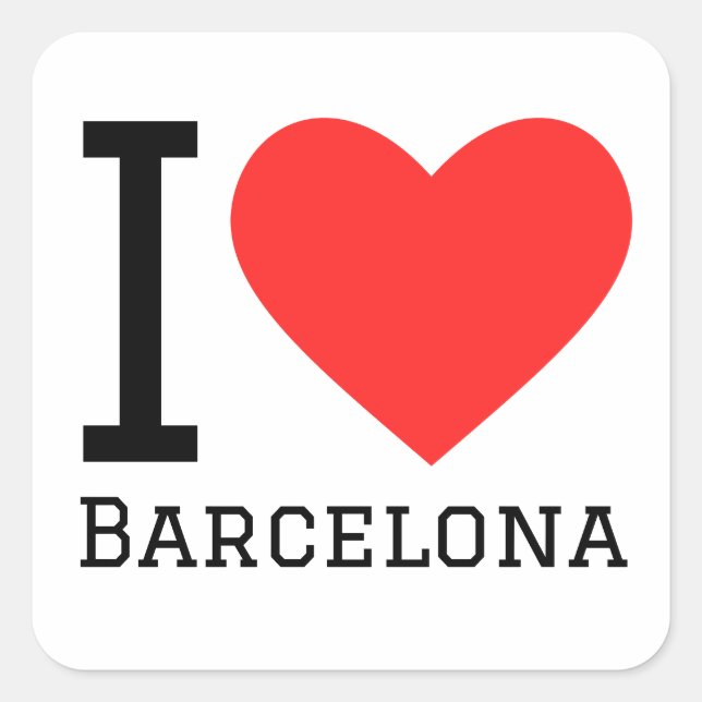 Sticker Carré J'aime Barcelone (Devant)