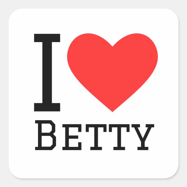 Sticker Carré J'aime Betty (Devant)