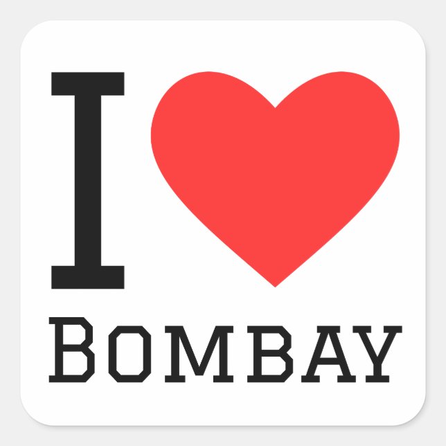 Sticker Carré J'aime Bombay (Devant)