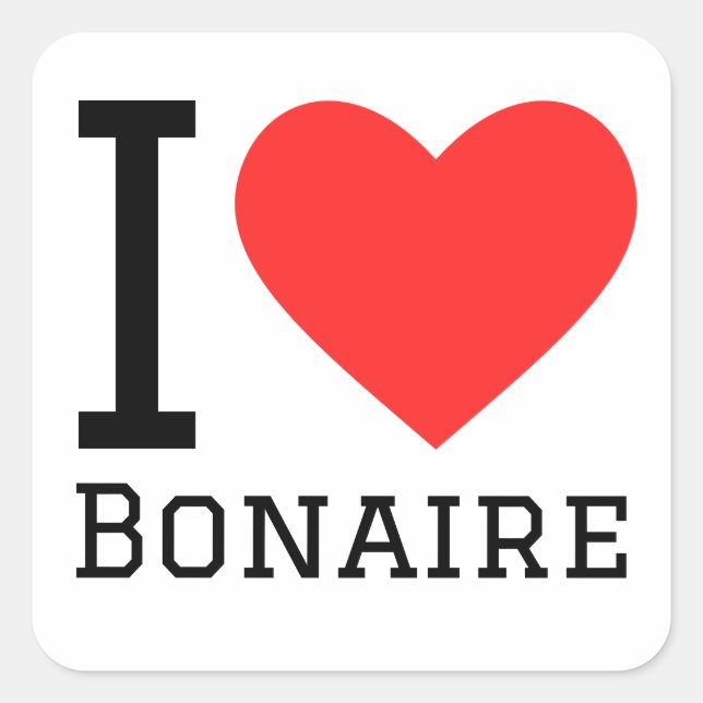 Sticker Carré J'aime Bonaire (Devant)