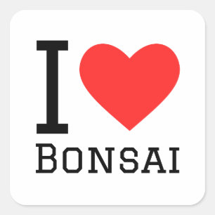 Sticker Carré J'aime bonsai