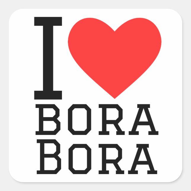 Sticker Carré J'aime bora bora (Devant)