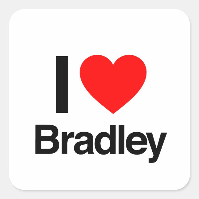 Sticker Carré j'aime bradley (Devant)