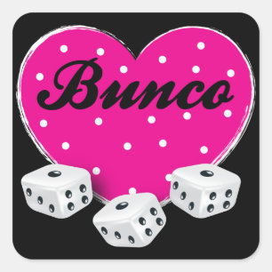 Sticker Carré J'Aime Bunco Valentines Coeur avec des points de d