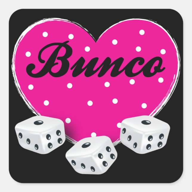 Sticker Carré J'Aime Bunco Valentines Coeur avec des points de d (Devant)